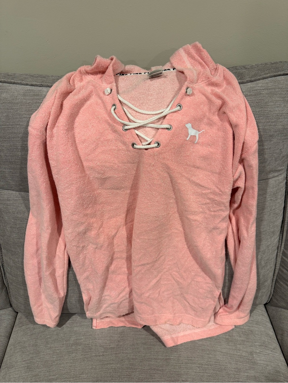 Victoria's Secret Pink Lace-Up V-Neck Sweatshirt